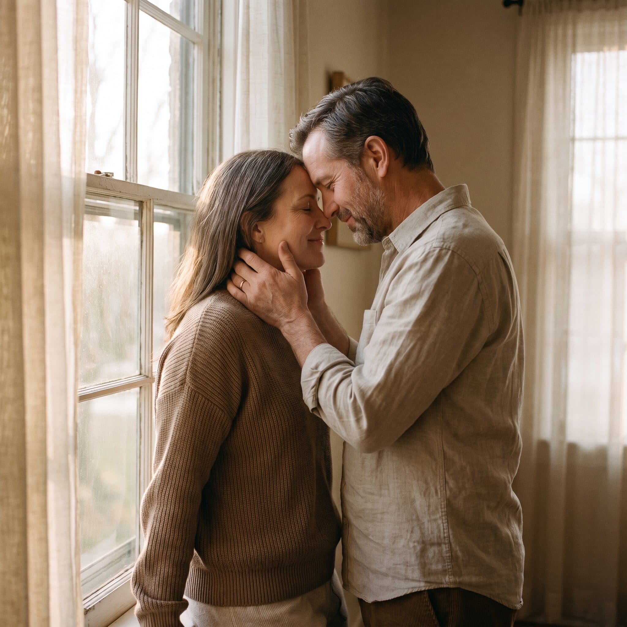 Couple sharing a close moment
